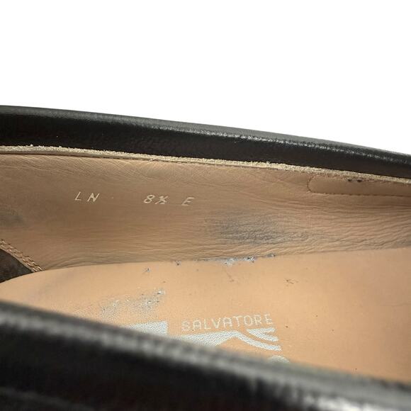 Salvatore Ferragamo Scarlet Gancini Double Bit Loafers Black Leather Size 9.5 main image 8